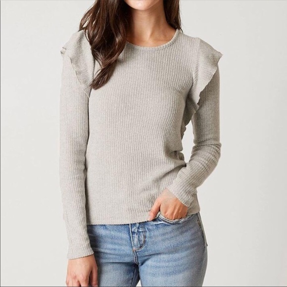 LUCKY BRAND Ribbed Ruffle Sweater Top - Picture 8 of 8